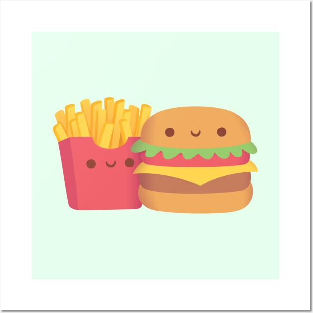 Cute Fries and Buger Wall Art by rustydoodle